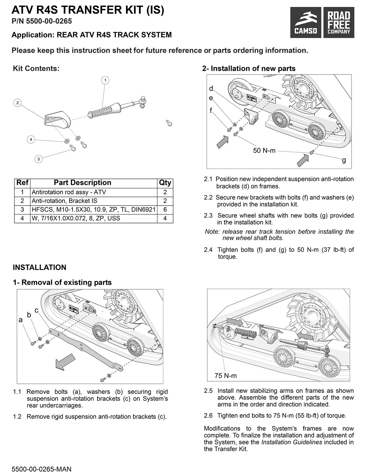 Camso R4S (2017-2020) Independent Suspension ATV Tracks Transfer Kit